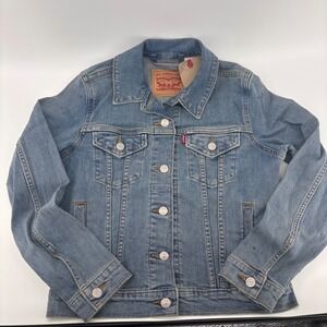 Levi's Blue Denim Trucker Jacket Medium Wash Button Up XS